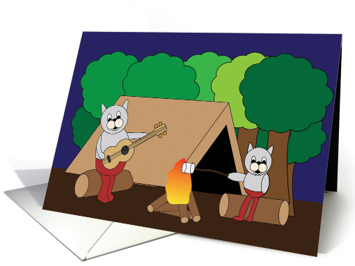 Father's Day Father and Son Cat Camping card (1369420)