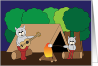 Father’s Day Father and Son Cat Camping card