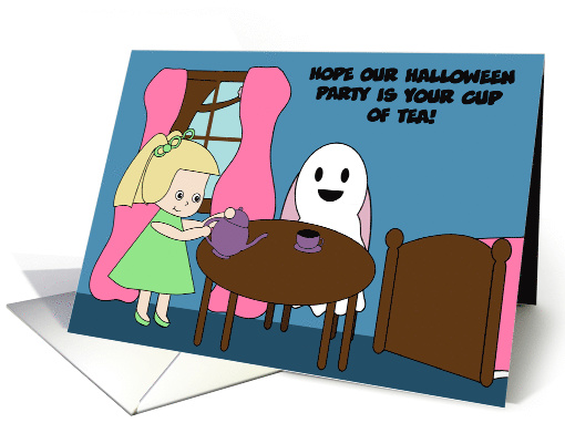 Halloween Girl and Ghost Tea Party Halloween Party Invitation card