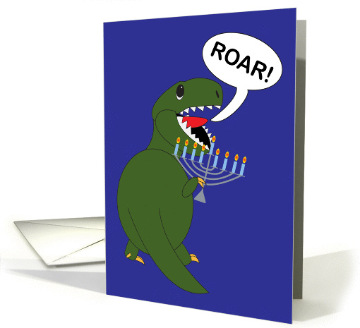 Hanukkah Tyrannosaurus Rex Dinosaur with Menorah card (1402300)