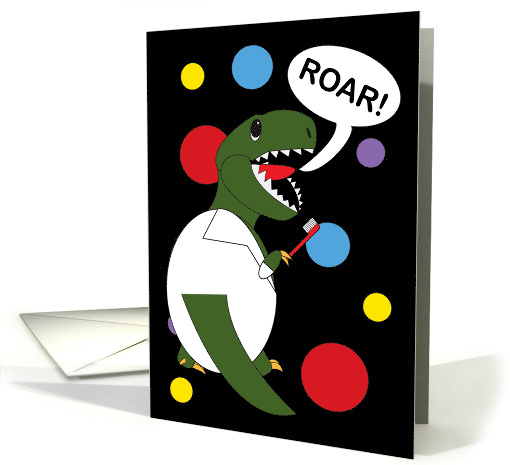 Dentist Day Dinosaur Toothbrush Roar Dots Black card (1515466)