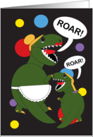 Mother’s Day Tyrannosaurus Rex Dinosaur Mom Colorful Circles Black card