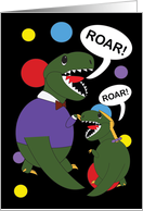 Father’s Day Dad Daughter Tyrannosaurus Rex Dinosaur Colorful Funny card