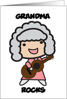 Grandma Rocks Grandparents Day Guitar Cartoon Personalize card