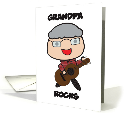 Grandpa Rocks Grandparents Day Guitar Cartoon Personalize card
