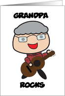 Grandpa Rocks Grandparents Day Guitar Cartoon Personalize card