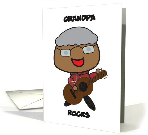 Black Grandpa Rocks Guitar Personalize card (1541808)