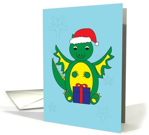 Christmas Dragon Santa Hat Gift Present Snow Flakes card (1545942)