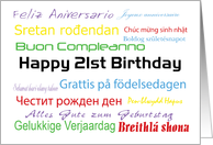 Multilanguage 21st Birthday Card - All Languages Customize card