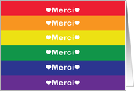 Thank You Merci Rainbow Heart card