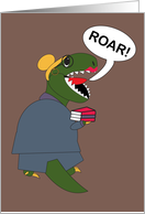 Library Workers Day Trex Dinosaur Funny card