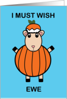 Happy Halloween Wish Ewe Sheep Pumpkin Funny card