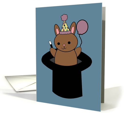 Birthday Magical Brown Bunny Rabbit Magician Hat card (1749914)