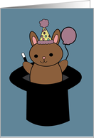 Birthday Magical Brown Bunny Rabbit Magician Hat card