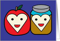 Rosh Hashanah Shanah Tovah Apple Honey Kawaii Cute Blue card