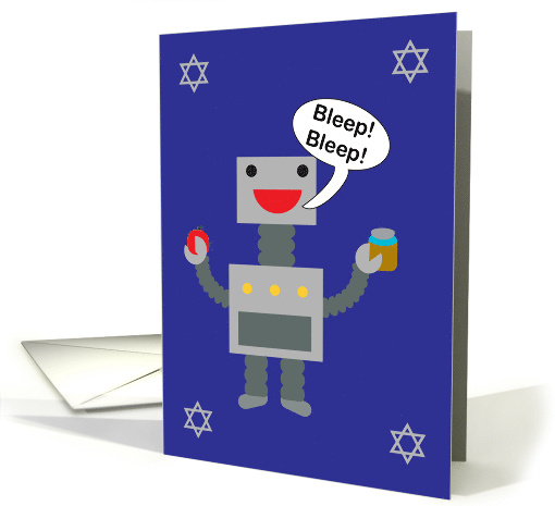 Rosh Hashanah Robot Apple Honey Bleep Bleep Funny card (1754552)