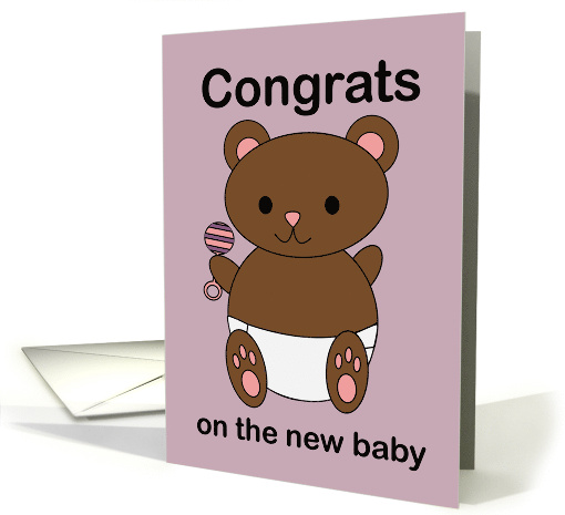 New Parents Congrats New Baby Happiness Teddy Bear Pink Purple card