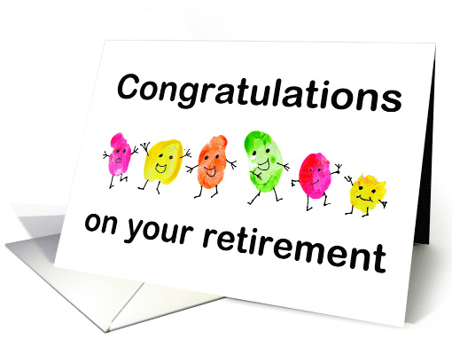 Retirement Congratulations From All Of Us Colorful Fingerprints card