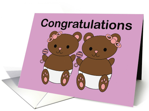 New Parent Congrats New Baby Twin Girls card (1760082)