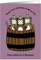 Birthday Cute Barrel of Monkeys Funny card