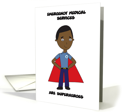 Emergency Medical Services Black Are Superheroes Thank You card