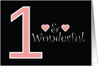 One and Wonderful Pink Hearts Black Background card