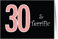 30th and Terrific Birthday Black for Her card