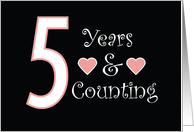 5 Years and Counting Wedding Anniversary Pink Hearts card