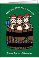 Christmas Barrel of Monkeys Funny card