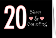 20th Years and Counting Wedding Anniversary Pink Hearts card