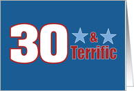 30 and Terrific Stars Red White Blue For Him card