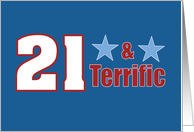 21 and Terrific Stars Red White Blue For Him card
