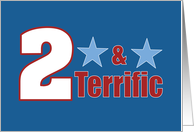 2 and Terrific for Him Red White Blue Stars card