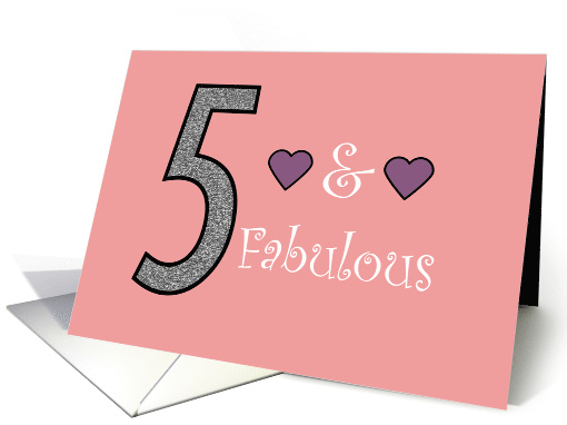 5 and Fabulous Birthday Pink Background for Her Faux... (1909950)