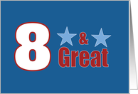8 and Great 8th Birthday Blue Stars For HIm card