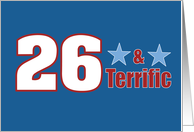 26 and Terrific 26th Birthday For Him Stars Blue card