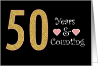 50 Years and Counting Gold 50th Wedding Anniversary Faux Glitter card