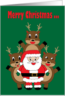 Merry Christmas Santa Reindeer Funny Red Green card