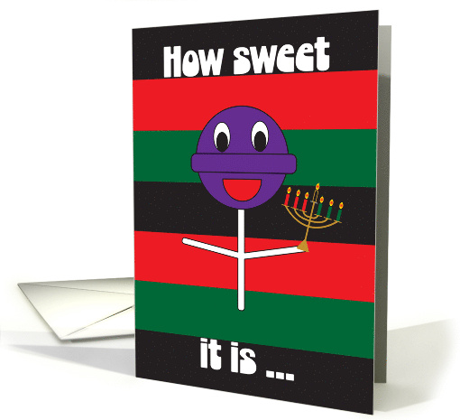 Kwanzaa Sweet Cute Purple Lollipop Funny Seven Candles Stripes card