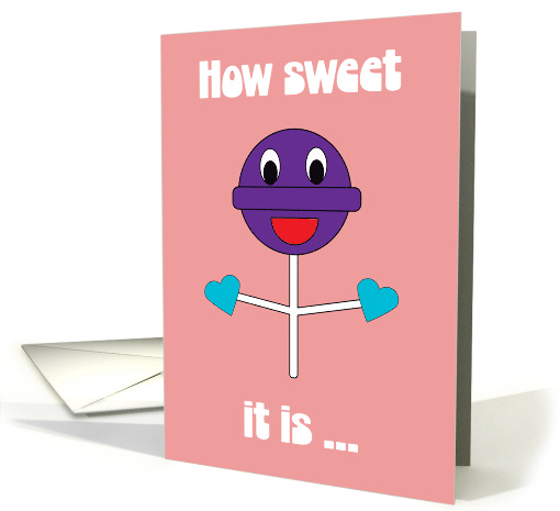 Valentine's Day Sweet Cute Purple Lollipop Funny Blue Hearts card