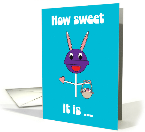 Easter Sweet Cute Purple Lollipop Funny Bunny Rabbit card (1950744)