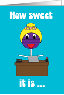 Administrative Professionals Day Female Sweet Purple Lollipop Funny card
