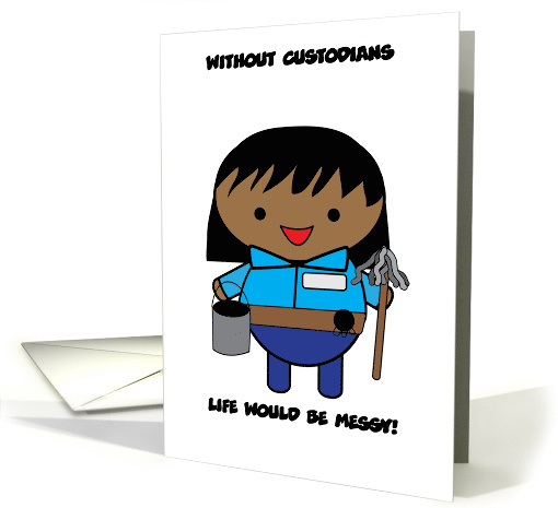 Happy Retirement Black Female Custodian Funny card (2002026)