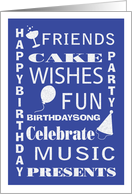 Birthday Party Subway Art Invitation card