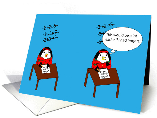 Waddles the Penguin Hates Math Encouragement card (906439)