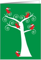 Christmas Red Birds in a White Tree card