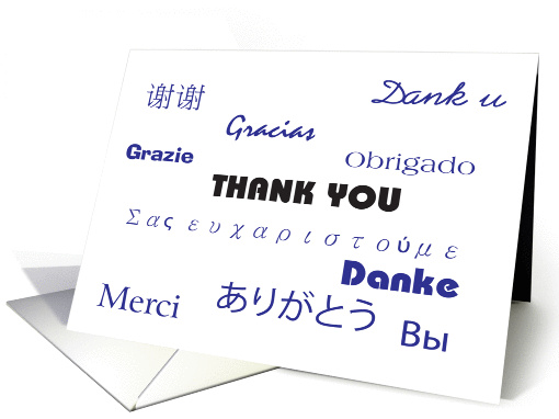 Thank You in Many Languages (Black and Blue) card (982455)