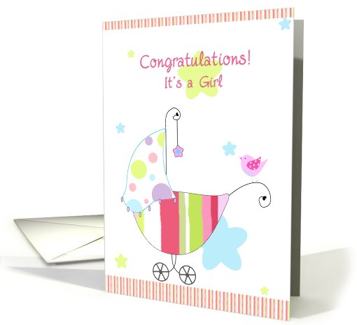 New baby girl buggy card (821601)