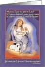 Mary and Baby Jesus in Manger Christmas Nativity with Lamb card