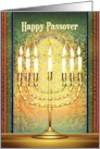 Happy Passover Temple Menorah in Mosaic Window for Pesach card